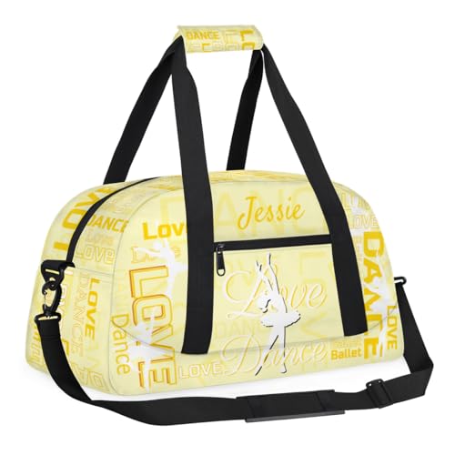 Yellow Dance Bag for Girls Personalized Ballet Duffel Bag for Girls Dancer Small Luggage Bags with Name Dancing Bag Custom Gym Bag Travel Tote Bag for Dancers3