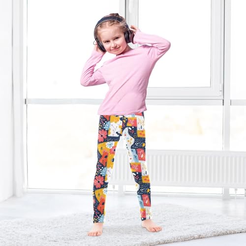 Patchwork Colorful Flower Girls Casual Leggings for Kids Printed Long Pant Bottoms Stretch and Soft4