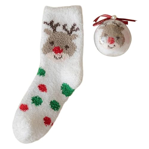 SLXLYH Calcetines peludos de Navidad con diseños clásicos de Navidad que añaden ambientes festivos transpirables para mujeres y niñas, Blanco para adultos, XL-5XL