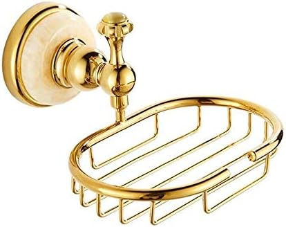 zaizai Soap Dish Holder Wall Mounted Antique Brass Soap Net Basket with Jade Base Shower Caddies for Bathroom and Kitchen Sink, Bathroom Storage Organiser