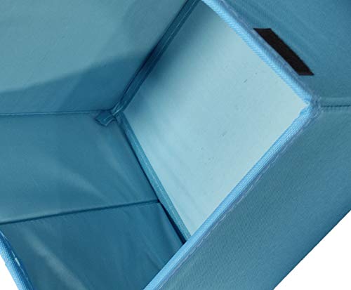 Image of Folding Storage Toy Box Seat Stool for Kids (729) Blue 24.50x21x40 CM Fibreboard