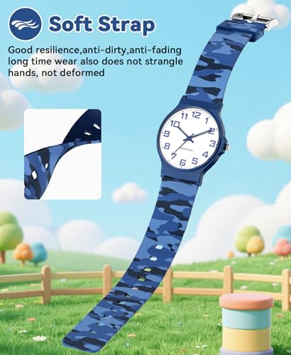 Kids Analog Watch Boys Girls, Thin Dial 30M Waterproof Camouflage Sports Watch, Easy to Read Children's Wrist Watches with Soft Band for Ages 5-15 Kids Great Birthday Gifts Christmas Day3