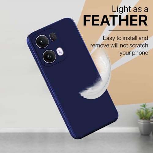 Image of Back Cover for Oppo Reno13 Pro 5G | Full Camera Protection | Premium Liquid Silicon Case | Flexible Bumper Case for Oppo Reno13 Pro 5G (Dark Blue)