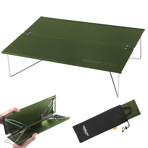 TREKOLOGY TALU Mini Camping Table – Compact, Portable, Folding Camp Table for Hiking, Backpacking, Beach, and Outdoor Use (Green)