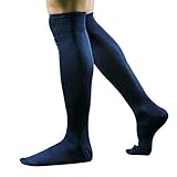 BaoDan Herrensocken Belüftung Outdoor Sport Fußball Lange Socken über dem Knie Knöchelschutz Baseball Hockey Kompression für Training, Sport, Radfahren Dunkelblau