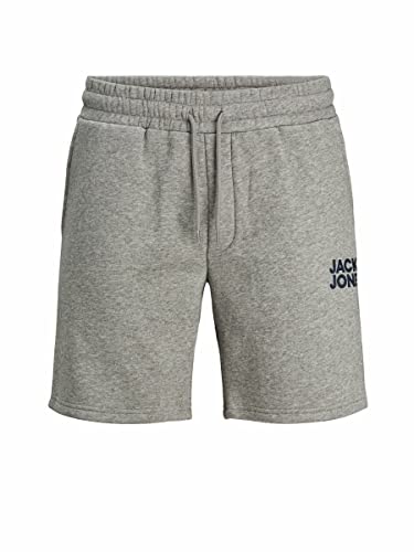 JACK & JONES Bermuda Sweat Shorts Kurze Komfort Fit Hose Knielang mit Seitentaschen, Farben:Grau-2, Größe:M