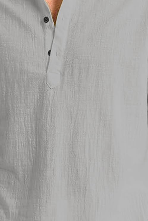 Image of Men's Full Sleeve Beige Color Cotton Blend Mandarin Slim Fit Shirt Style Kurta for Men and Boys