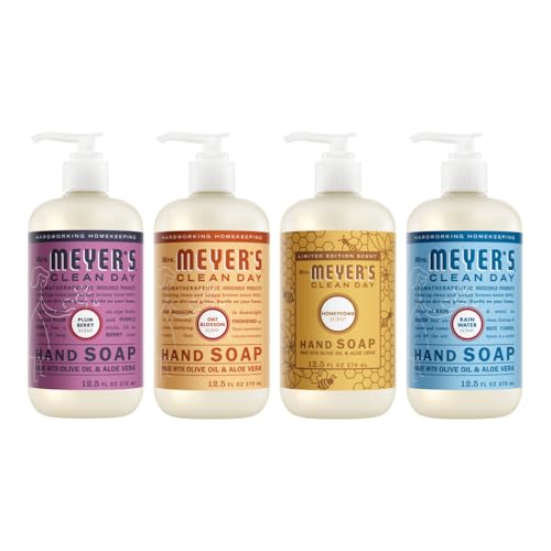 Image of Mrs. MEYER'S Clean Day Liquid Hand Soap 4 Pack Variety 12.5 Fl Oz Each, 1 CT (Honeycomb + Rainwater + Oat Blossom + Plumberry)