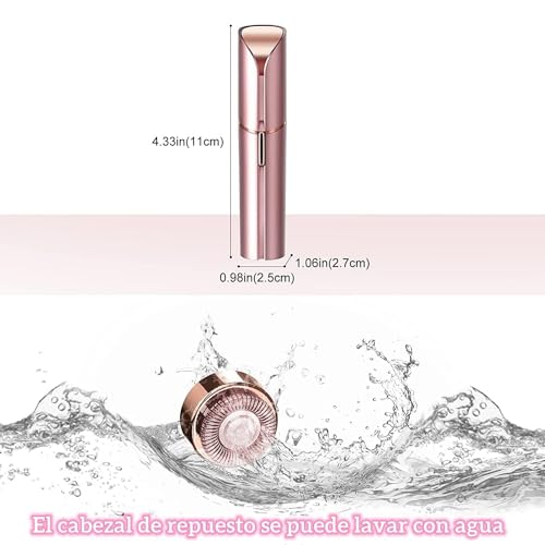 Image of Painless Women Facial Epilator, Rechargeable Electric Face Epilator, Hair Remover for Bikini /Armpits /Mustache /Chin /Arms, 2 Replacement Heads Included (Rose Gold)