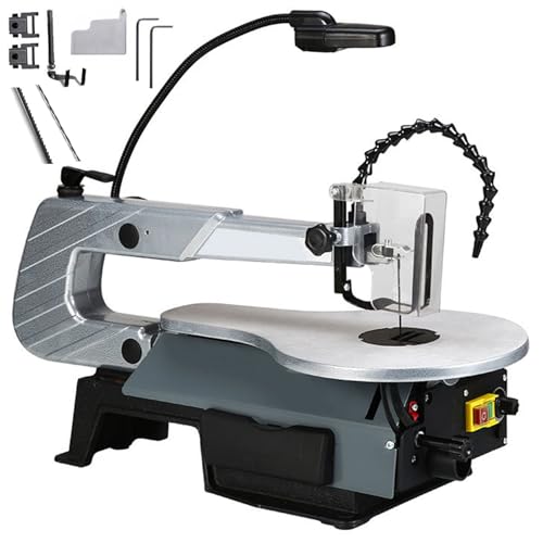 Máquina de corte de madera de escritorio, potencia de 180 W con mesa de trabajo de metal inclinable y velocidad variable, ideal para proyectos de carpintería de precisión