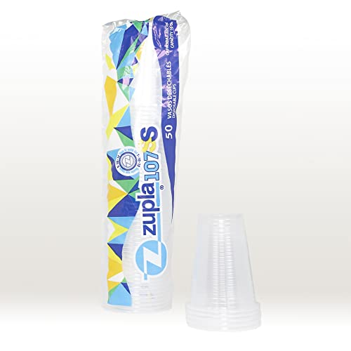 Zupla Clear Plastic Cups, Polypropylene Disposable Cups, Microwave-Safe, Suitable for Hot/Cold Beverages - 10oz, 1 Pack of 50 Cups