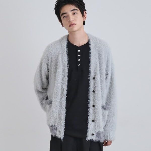 tk. TAKEO KIKUCHI グレー ロングカーディガン　 ファー tk. TAKEO KIKUCHI グレー ロングカーディガン ファー tk.TAKEO