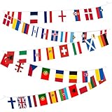 200 Country Flags Banner 190ft, Pre-Strung Reusable Polyester Flags of the World International Bunting for Classroom Decor, Party, Festival, Patio & Outdoor Events