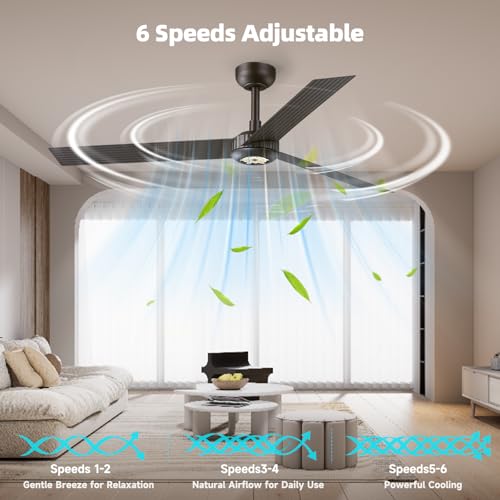 Image of TALOYA Premium Ceiling Fans with Lights,Metal Body,Glimmering Mocha Finish,Dimmable, Noiseless, Reversible DC Motor,Remote Control,6-Speed