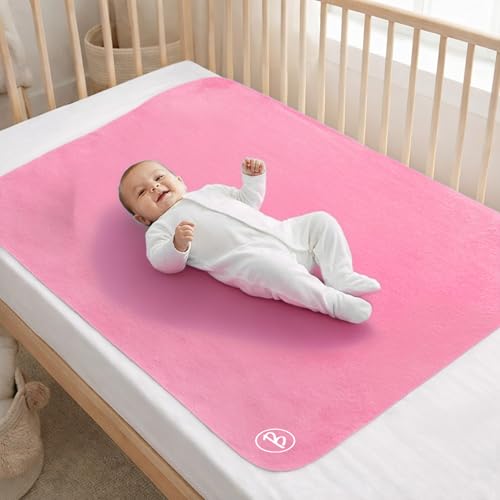 Image of Btag Baby Waterproof, Super Soft Fast Drying Mattress Protector | Extra Absorbent, Anti-Itching Sheet for New Born,Toddler (Size 70x100 cm, Pack of 1, Rose)