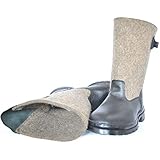Original Russische Filzstiefel Walenki Valenki Oberteile aus Leder * Angler * (41 EU, Grau)