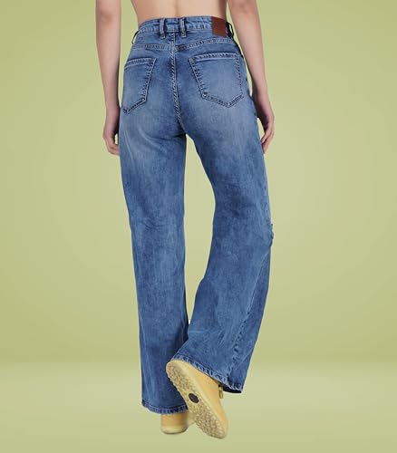 Image of i'sol Jeans for Women | Baggy Jeans for Women High Waist | Wide Leg Jeans for Woman | Bell Bottom Jeans