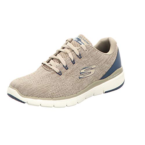 Skechers FLEX ADVANTAGE 3.0- STALLY, Men's Low-Top Trainers, Beige (Taupe Blue Tpbl), 9.5 UK