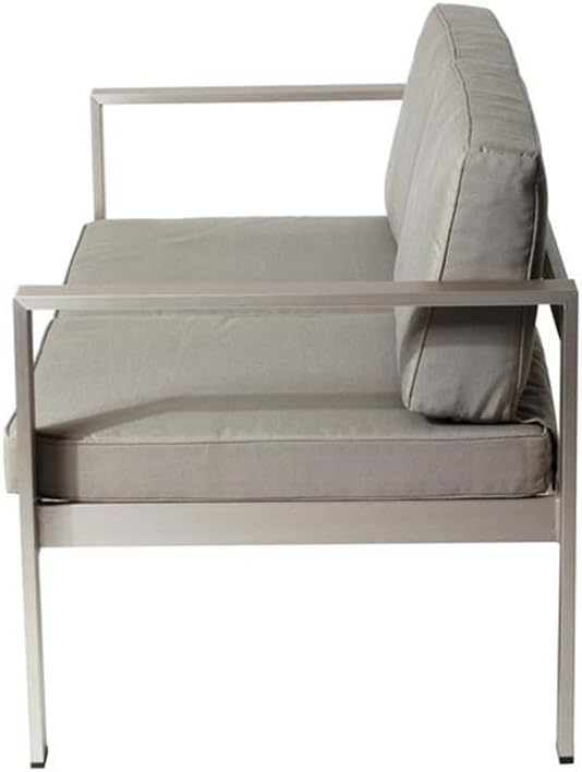 Pemberly Row Contemporary Outdoor Sofa, 54" Wide Aluminum Frame, Gray Finish, Water-Resistant Cushions in Taupe, Modern Style Patio Furniture for Outdoor Seating