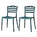 Fabulaxe QI004225.BL.2 Modern Plastic Dining Chair with Ladderback Design Blue Set of 2