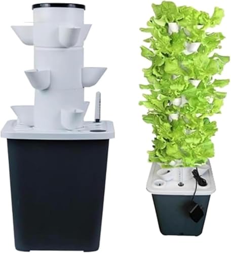 Torre de cultivo hidropónico, sistema de cultivo aeropónico de 5 capas con temporizador y bomba, jardinera vertical de interior para hierbas aromáticas (lechuga, fresa), kit ABS que ahorra espacio.