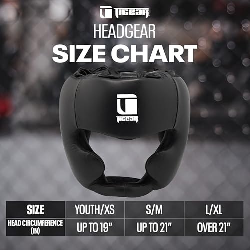 TIGEAR Core Adjustable Boxing Headgear | Open-Face MMA Headgear for Sparring, Muay Thai, Kickboxing, and Martial Arts | Men, Women & Kids | Lightweight Fit, Maximum Visibility (Large/Extra Large)