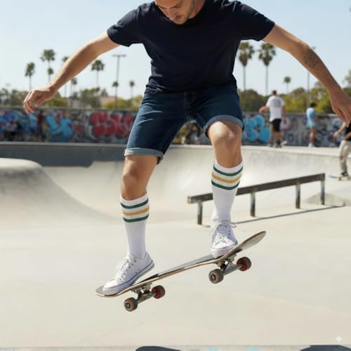 Leotruny Knee High Tube Socks: Over the Calf Socks for Women and Men - Retro Striped Athletic Socks4