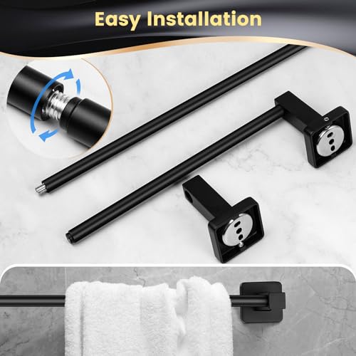 Bathroom-Hardware-Set-4-PiecesStainless-Steel-Matte-Black-Towel-Bar-Set-Includes-24In-Towel-Bar-Towel-Ring-Robe-Towel-HooksToilet-Paper-Holder-Bathroom-Towel-Rack-Set Bathroom Hardware Set 4 PiecesStainless Steel Matte Black Towel Bar Set Includes 24In Towel Bar Towel Ring Robe Towel HooksToilet Paper Holder Bathroom Towel Rack Set