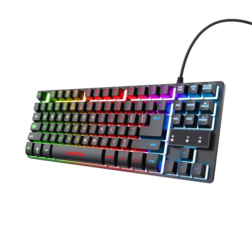 Trust Gaming TKL Keyboard with UK Layout GXT 833 Thado – Compact Tenkeyless Design (80 Percent), RGB, Multicolour LED lighting, Anti-Ghosting, USB Plug and Play, PC/Mac/Laptop [Amazon Exclusive]