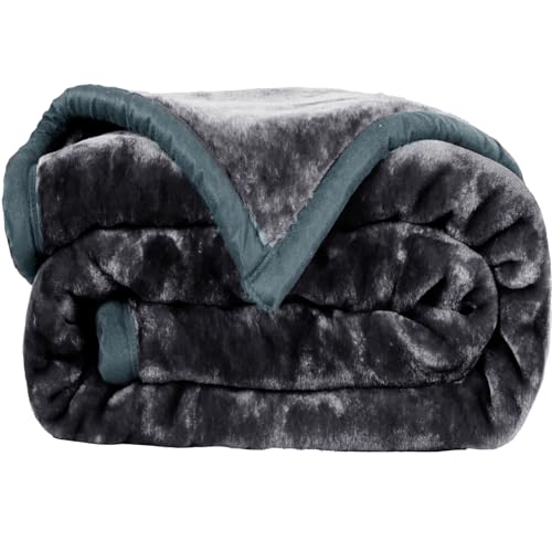 Image of ABRAZO Reversible Mink Blanket for Winter & AC | Double Bed 220x240 cm Soft & Warm Blanket /Dohar /Quilt /Comforter | All Season Use | (Charcoal Grey)