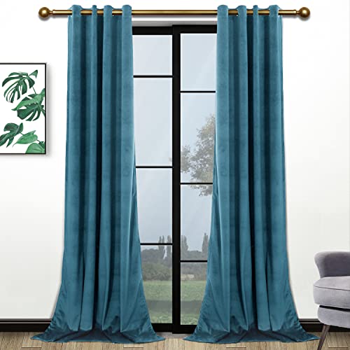 Rose Home Fashion Velvet Curtains for Living Room - Soft Luxury Thermal Insulated Curtains, Grommet Curtains, Set of 2 Panels (50x96 Aqua Mist) Rose Home Fashion Velvet Curtains for Living Room - Soft Luxury Thermal Insulated Curtains, Grommet Curtains, Set of 2 Panels (50x96 Aqua Mist)