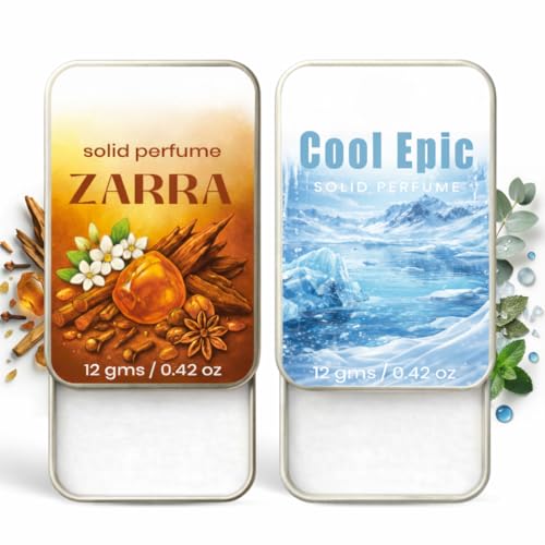 Image of Solid Perfume |zarra&Cool Epic Alcohol Free Wax Perfume Balm, Long Lasting | Pocket Tin 12g, Pack Of 2| Non Greasy Smooth Glide, Travel Friendly Men And Women