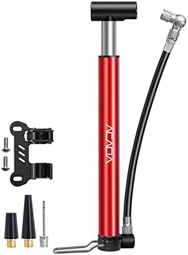 ACACIA Mini Bike Pump Fits Schrader and Presta Valve with Mounting Bracket 130 PSI 10.2 Inches(Red)