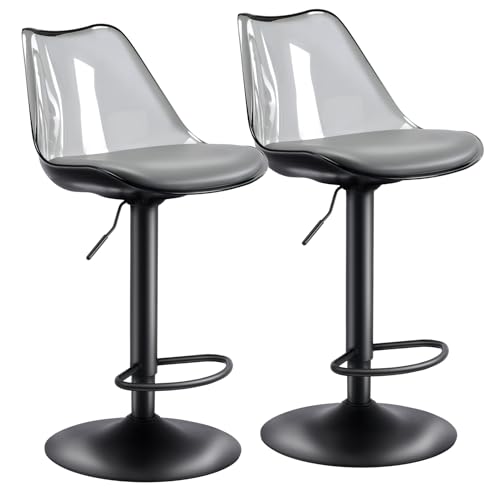 Sepnine® Transparenter Barhocker 2er Set,Barstuhl gepolstert mit...