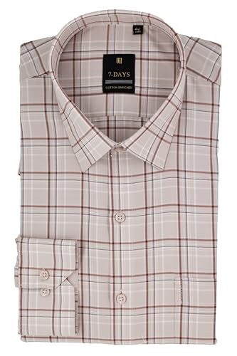 Image of 7-DAYS Men's Premium Checks Formal Shirt - Cotton Rich, Regular Fit, Full Sleeve, with Pocket, Wrinkle Resistant - Stylish Office & Everyday Wear.