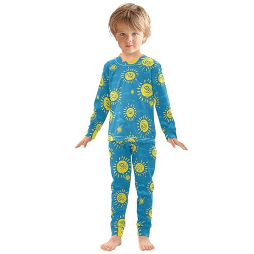 Cartoon Pajamas Set Sun Pattern Long Sleeve PJs Cotton Jammies Sleepwear Top and Pants Multicolor3