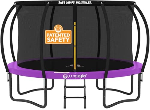 Image of JUMPZYLLA Trampoline Outdoor 8FT 10FT 12FT 14FT 15FT 16FT with Enclosure and Ladder, ASTM Approved Recreational Trampoline for Kids and Adults, Anti-Rust Coated Frame