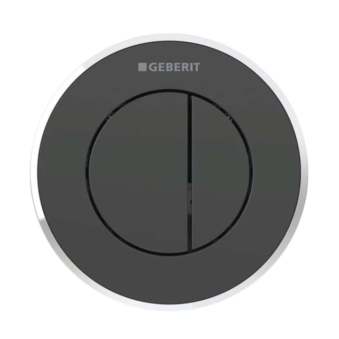 Geberit - Pulsador A Distancia Geberit Serie 10, Neumático, Para Doble Descarga, Pulsador Empotrado: Negro/Cromado Brillante/Negro (116.055.KM.1)