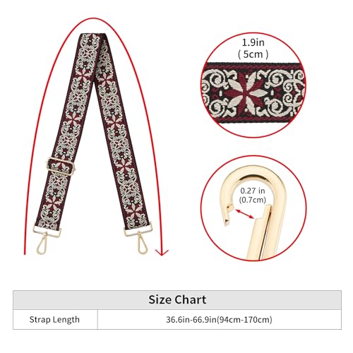 Image of Wide Shoulder Strap Adjustable Replacement Belt Guitar Style Crossbody Bag Handbag Strap Multicolor Canvas Straps(Wide:2in)(Color80)