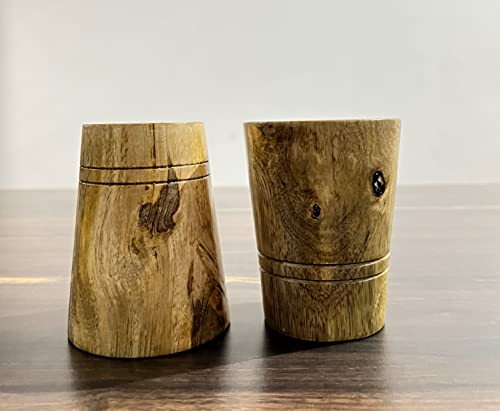 Handmade Wooden Wine Shot Glass Antique Style Viking Drinking Tea/Coffee Cup Set Of 2 #TOP6