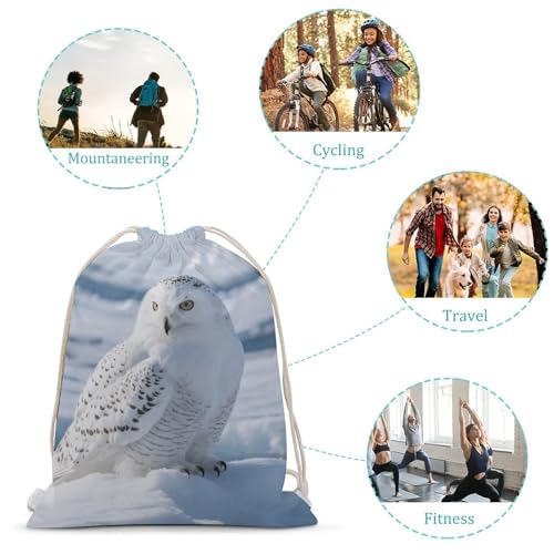 Snowy Owl on The Ice Drawstring Backpack - Canvas Sports Gym Sackpack, Lightweight String Bag for Beach & Travel3