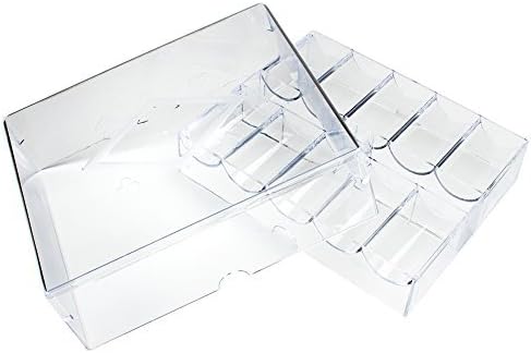 Brybelly Clear Acrylic Poker Chip Tray with Lid | for Standard Size Chips and Clay Chips