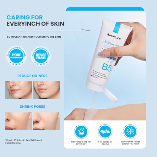 Image of 2Packs Vitamin B5 Face Wash&Smoothing Face Moisturizer Cream with Niacinamide, Hyaluronic Acid & Shea Butter, Daily Hydrating Cream for Dry & Sensitive Skin
