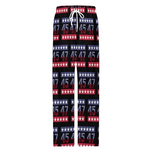 Mens Pajama Pants Trump Lounge Pants Sleepwear Loose Simple Warm Bottoms PJs4