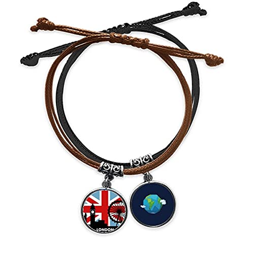Pulsera de cuerda mano con dijes del Big Ben y Londres para regalar