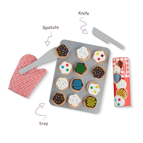 Image of Melissa & Doug Slice & Bake Cookie Set with Wooden Play Food, Colorful Toppings & Play Kitchen Accessories, Preschool Learning Toys for Girls & Boys 3+ (Pack of 12)