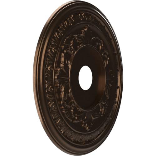 Image of Ekena Millwork CMP22BACAB Baltimore Thermoformed PVC Ceiling Medallion (Fits Canopies up to 7 3 /4 inch), 22 inchOD x 3 1 /2 inchID x 1 inchP, Metallic Antique Brass