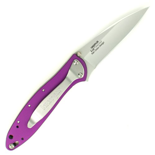 Image of Kershaw Leek, BlackWash Pocket Knife (1660BLKW); 3 Sandvik 14C28N Steel Blade, 410 Stainless Steel Handle, BlackWash Finish, SpeedSafe Assisted Open, Frame and Tip Locks, Reversible Pocketclip; 3 OZ
