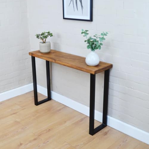 Image of Solid Sheesham Wood Console Table - 70W x 23D x 88H cm | Industrial Modern Design for Bedroom, Living Room, Entryway | 30mm Thick Tabletop | Decorative & Functional