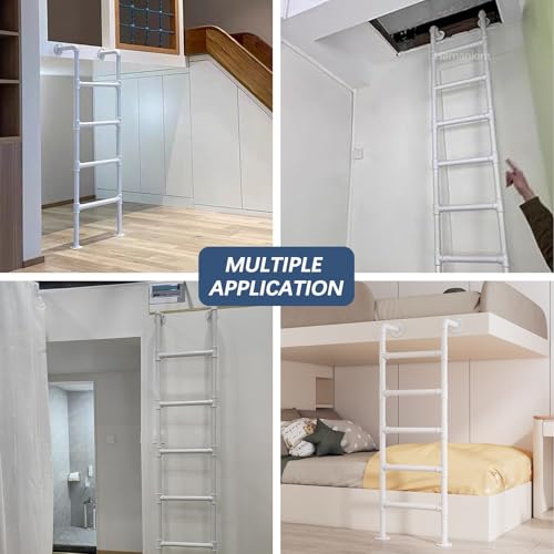 Escalera de metal ajustable y extensible de 1,2 a 2,7 m con soportes de pared 6